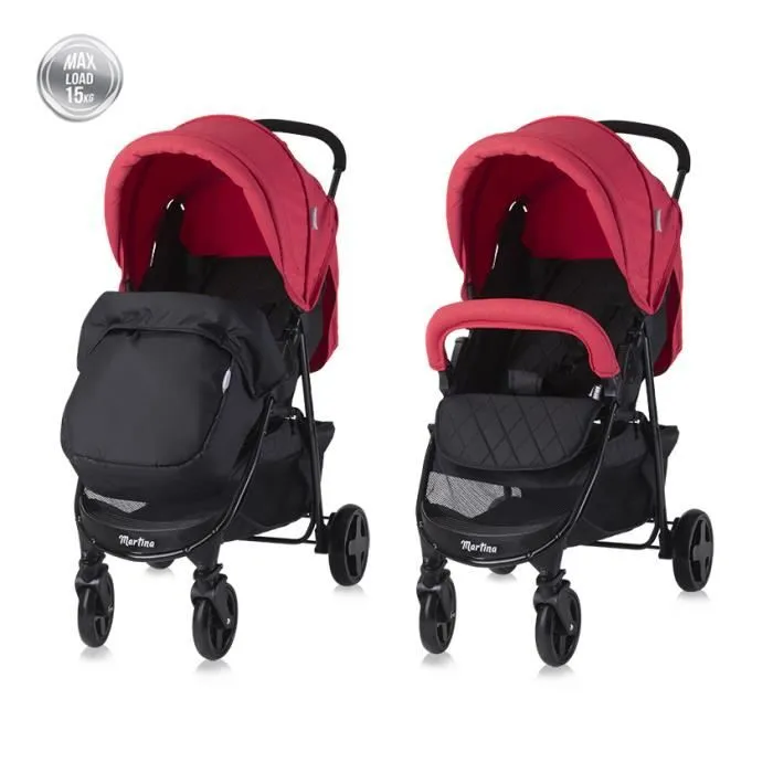 Poussette compacte citadine - canne avec couvre-jambes - Martina - rouge-0
