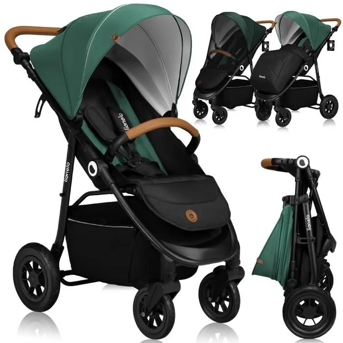 Poussette tout terrain LIONELO Natt - Grandes roues gonflables - Légère & pliable - Jusqu'à 22 kg - Vert-0
