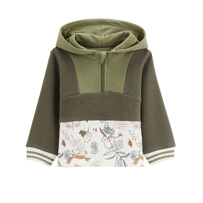 Sweat-shirt - Montreal - Bébé Garçon - Capuche - Manches longues - Vert/Orange-0