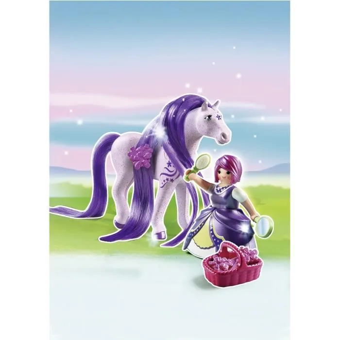 PLAYMOBIL - Princesse Violette avec Cheval à Coiffer - Gamme Playmobil Princess - A partir de 4 ans-2