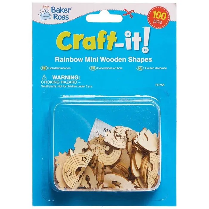 Jeu de peinture Baker ross - FC755 - Mini Formes en Bois motif Arc en Ciel - Lot de 100, Bois Loisir Creatif ()-3