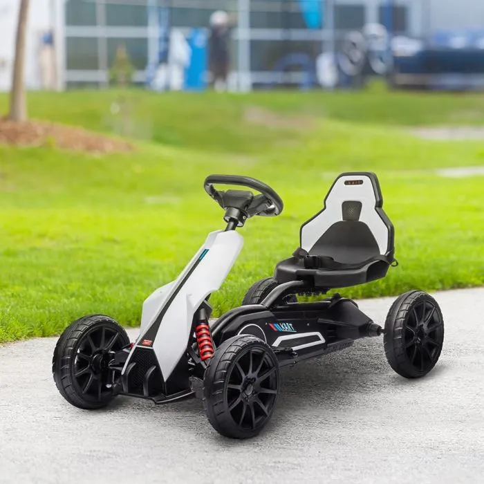 Kart électrique pour enfant HOMCOM 12V - Vitesse réglable 3-5km/h pour enfants de 3 à 8 ans - siège réglable - blanc-2