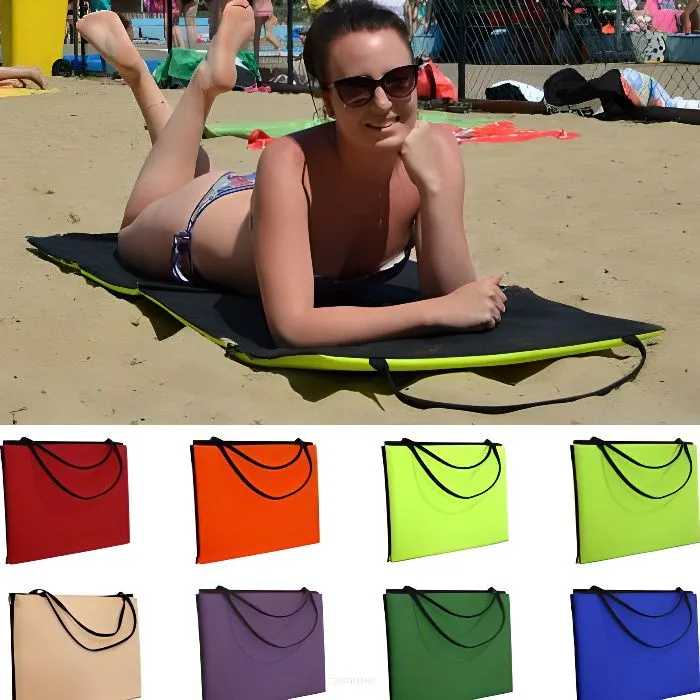 Matelas de plage pliable avec anse de transport - FORTISLINE - Vert - Adulte - Plastique - Résine-0