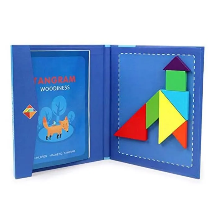 Jeu de casse-tête magnétique Tangram KX5PI pour adultes - 7 pièces - Multicolore-0