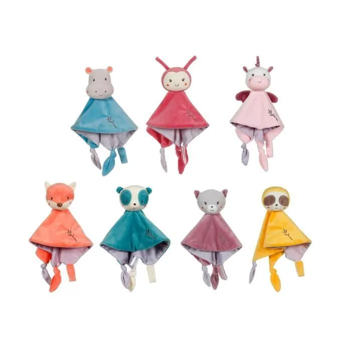 Carré Doudou - Bamboo - Licorne - 24 cm - Rose - Peluche douce-1
