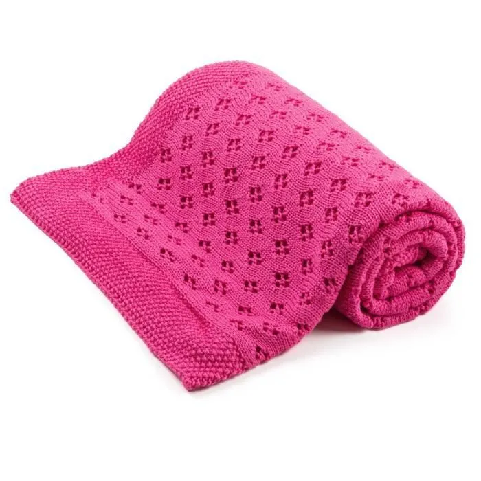 Bellochi Couverture Bébé Naissance - 100% Bambou - Ajourée Couverture Bebe - Confortable Aéré Fait Main - 100x80 cm - Mallow-1