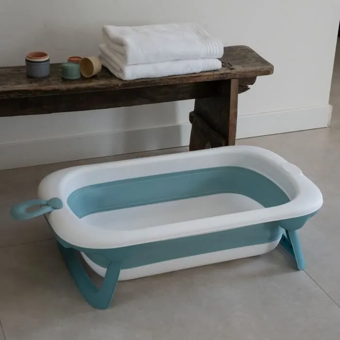 Baignoire pliable - THERMOBABY - BALNÉA - Compact - Bouchon de vidange - Jusqu'à 18 mois - Bleu-2
