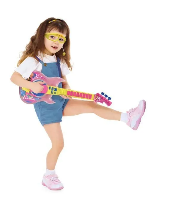 Guitare Électronique Lumineuse avec Micro en forme de lunettes Barbie-4