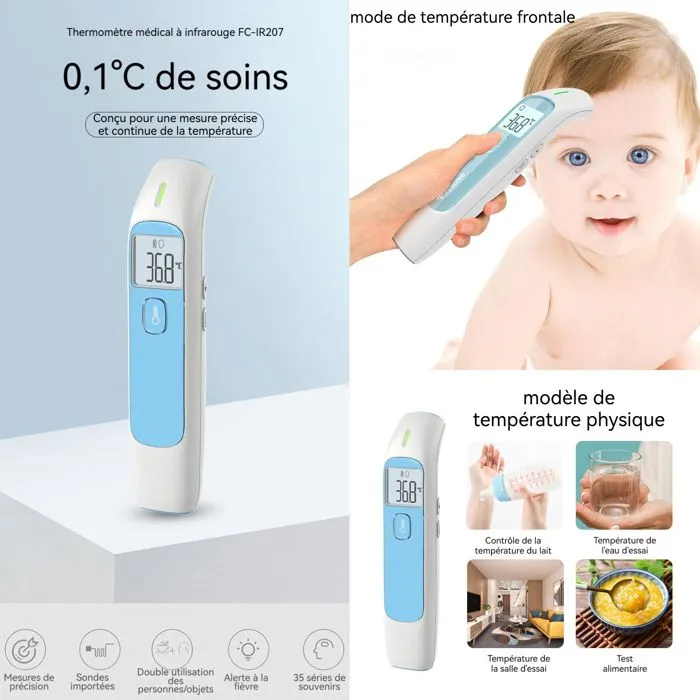 Thermomètre auriculaire INN® LCD écran 3 modes de température 35 groupes de mémoire thermomètre frontal sans contact thermoscan-3