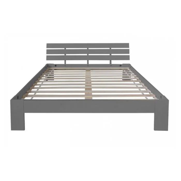Lit double lit futon en bois 160x200 lit pin gris cadre de lit bois massif - HomeStyle4U - 2038-2