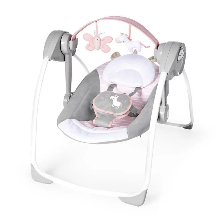 INGENUITY Transat bébé balancelle électrique pliable - Flora - Arche, jouets amovible, réglages balancement, minuterie, inclinaison-0
