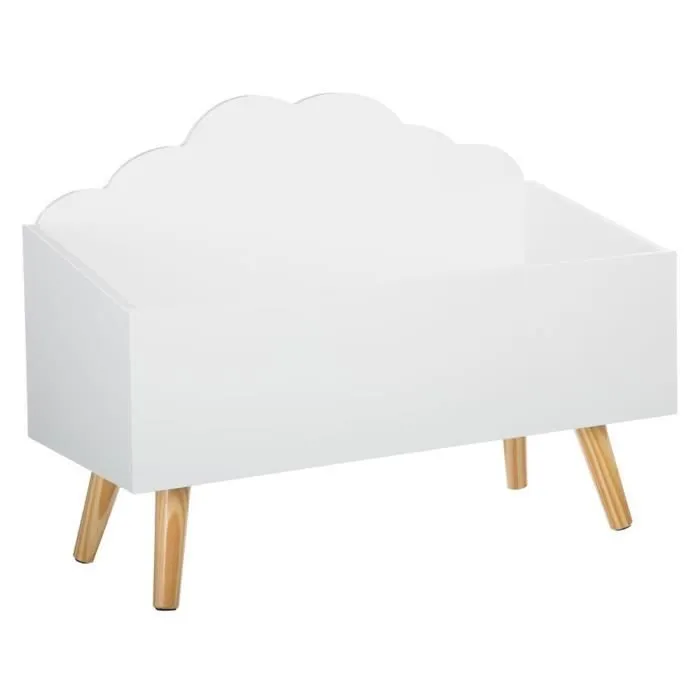 Coffre à jouets - ATMOSPHERA FOR KIDS - Nuage blanc en bois - Ludique et pratique-1