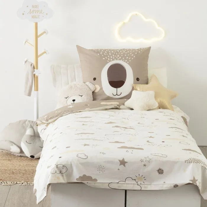 Parure de couette 140 x 200 "Ours" Réversible 100% Coton / 57 Fils/cm²-0