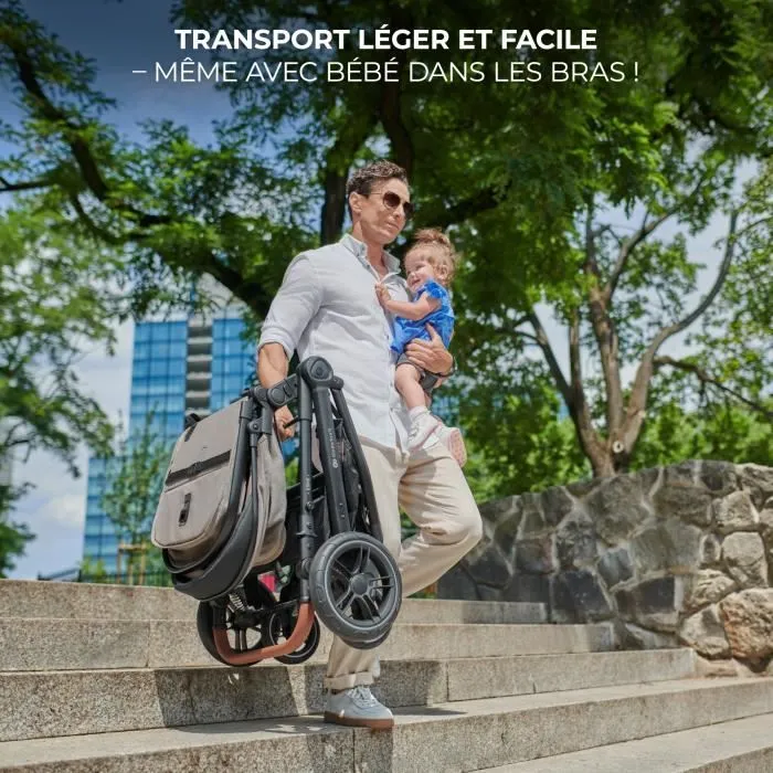 Kinderkraft ESME Poussette 3 en 1, Système de voyage pour nouveau-né jusqu'à 4 ans, Siège auto Mink PRO I-Size, Gris-2