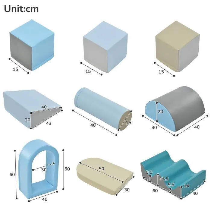 9 blocs de construction en mousse - Modules de motricité - Pour les enfants d'âge préscolaire et les bébés - Jouets éducatifs-3
