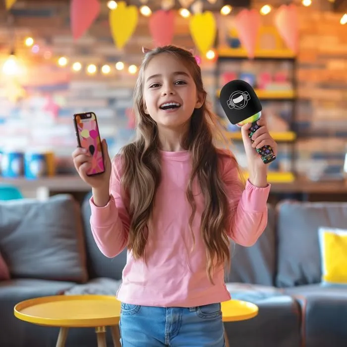 Karaoke Microphone Bluetooth/Sans fil avec effets sonores et lumineux-1