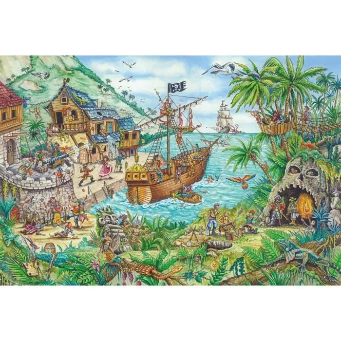 Puzzle Fantastique - SCHMIDT SPIELE - Dans la baie aux pirates - 100 pièces - Multicolore et vert-1