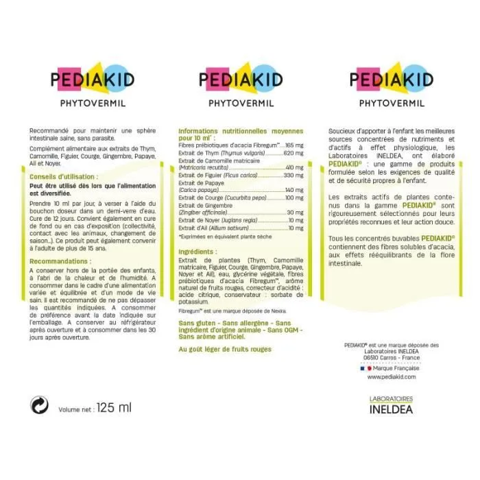 Compléments alimentaires - PEDIAKID Phytovermil 125ml-1