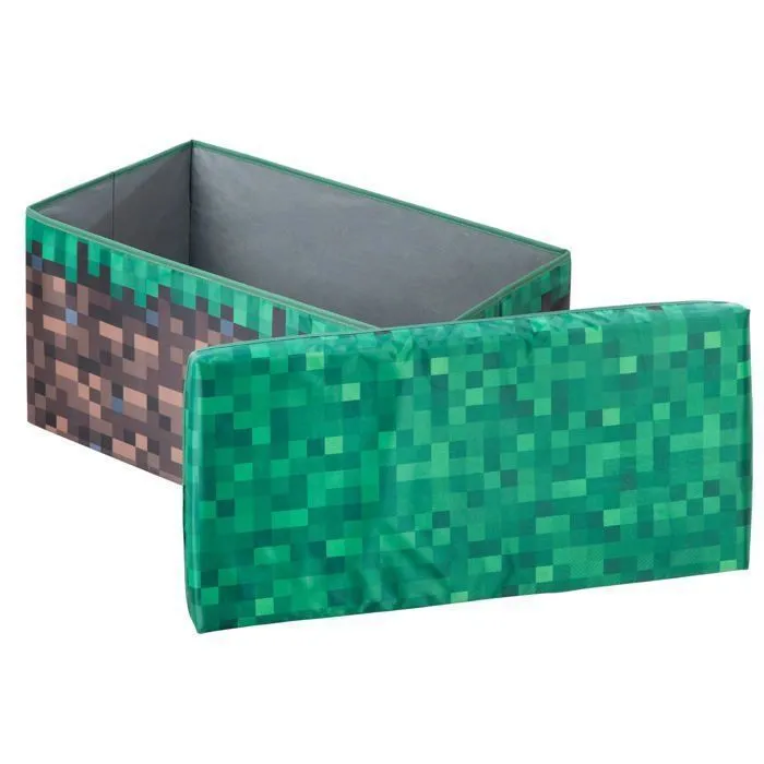 Coffre à Jouet Pliant 2en1 - ROBA - Minecraft – Bloc d'Herbe – 60 x 30 x 30 cm – Rangement et Siège pour Enfants-2