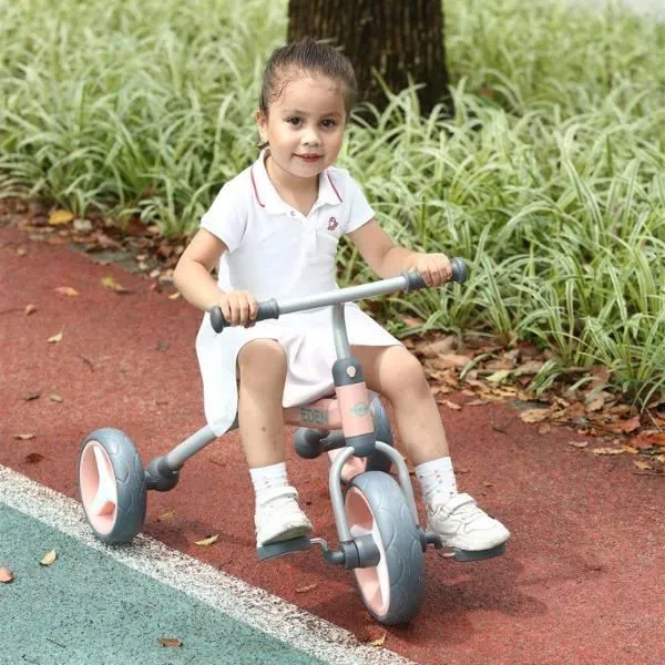 4 en 1 Tricycle pour Enfants âgés de 2 à 5 Ans, Tricycle Pliant avec siège réglable et pédale Amovible-3