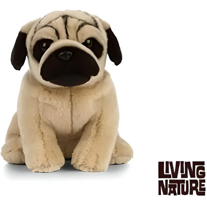 Peluche - Living Nature - Carlin - 25 cm - Noir - Pour enfants à partir de 3 ans-0