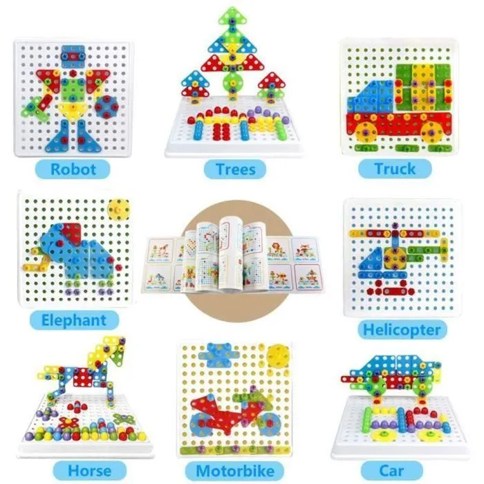 Jeu de construction - PIMPIMSKY - Mosaique Enfant 3D - 276 pièces - Perceuse électrique - Éducatif-1
