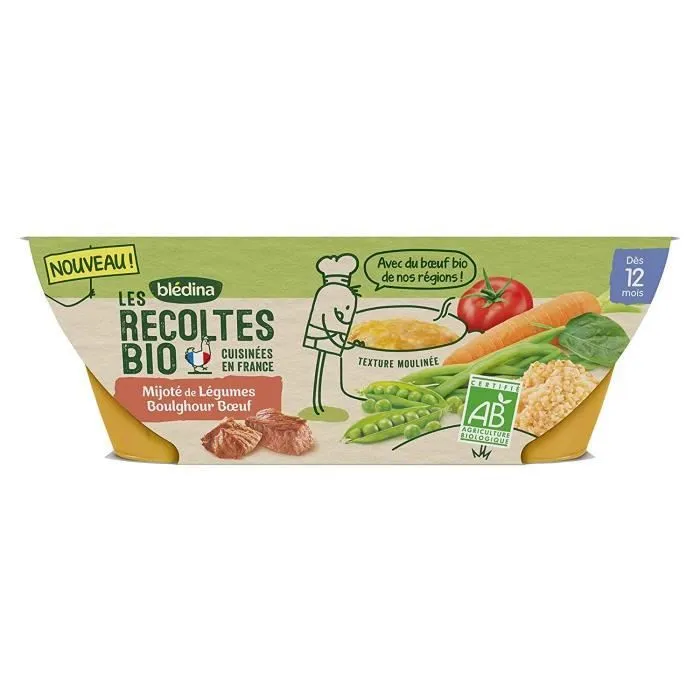 BLEDINA - Récolte BIO mijoté de légumes boulghour et bœuf 2x200g-0