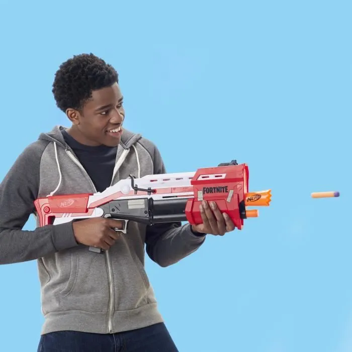 NERF - Blaster Fortnite TS à pompe avec 8 fléchettes Nerf Mega officielles-1