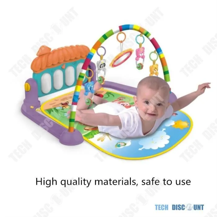 TD® tapis aire d'éveil Support musical bébé fille garçon chansons jouets jardin enchanté naissance piano miroir suspendu haute quali-1