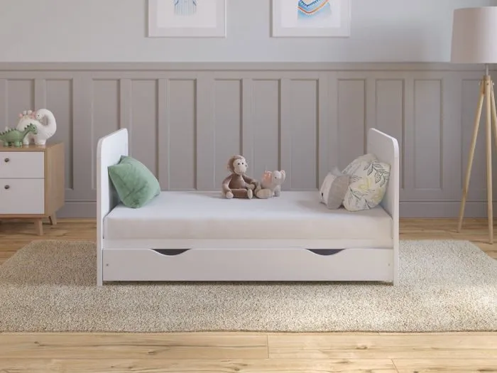 Lit Bebe Evolutif Avec Matelas - Lit Bebe avec tiroir 120x60 cm Bois,Blanc convertible-4
