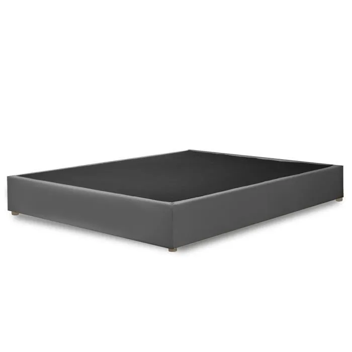 Lit Sophia Simili Cuir Gris Sampur | 160 X 200 cm | Confort Optimal, Design et Qualité | Cadre Solide, Lattes Flexibles Résistantes-1