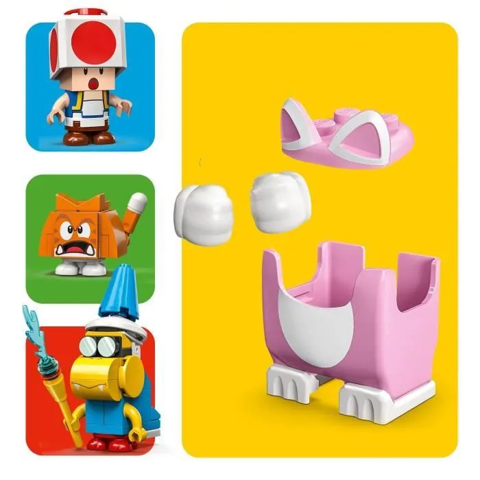 LEGO 71407 Super Mario Ensemble d’Extension La Tour Gelée et le Costume de Peach Chat, Figurine Toad, Jouet Château, Enfants 8 Ans-2