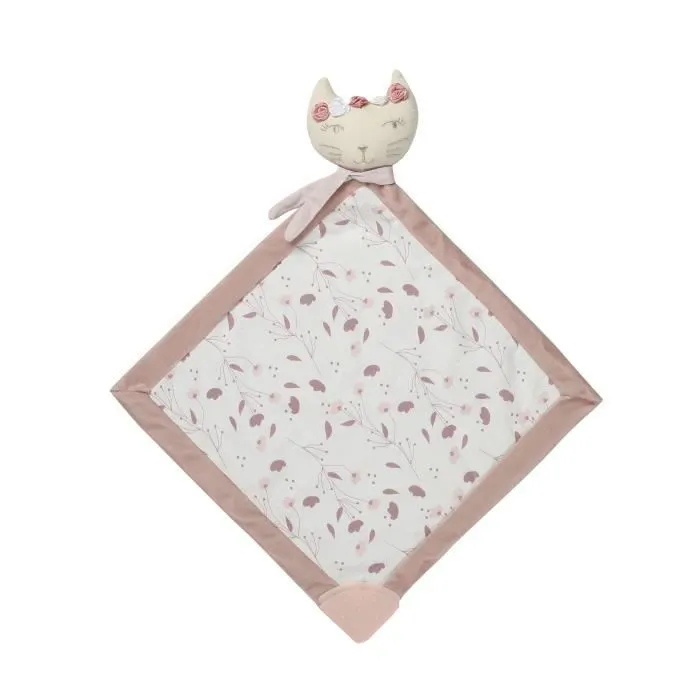Doudou plat - TROIS KILOS SEPT - Chat - Rose - 26 x 26 cm - Bébé fille-0