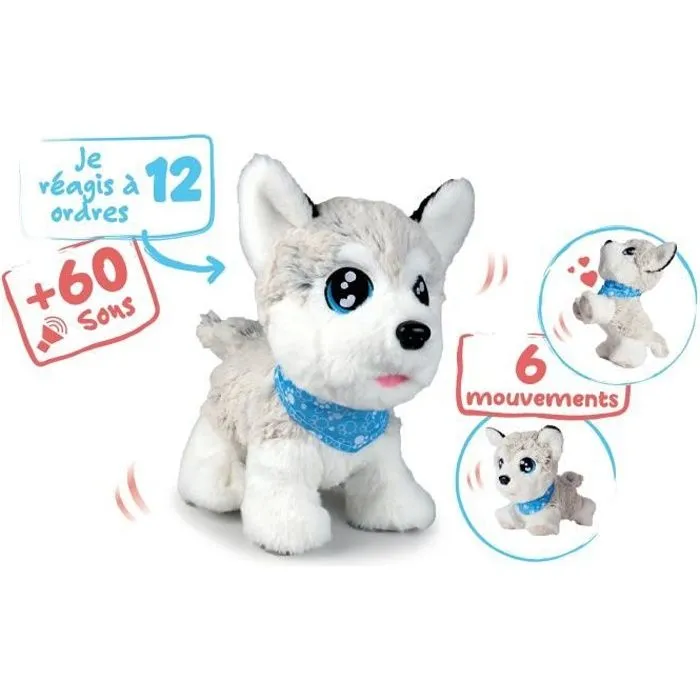Peluche Chi Chi Love Husky interactif - 30cm - 12 commandes vocales - 60 sons différents - dès 4 ans-0