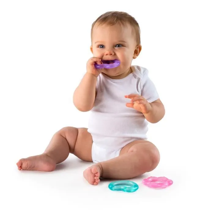 BRIGHT STARTS Lot de 3 Anneaux de Dentition Pretty In Pink Chill & Teethe-1