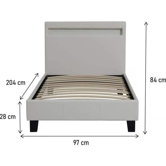 Lit LED - HABITAT ET JARDIN - Maria - 90 x 190 cm - Blanc - Design moderne-2