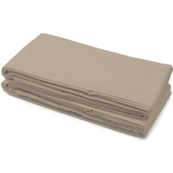 Drap plat 100% Coton 57 fils 240x300 cm Beige-0
