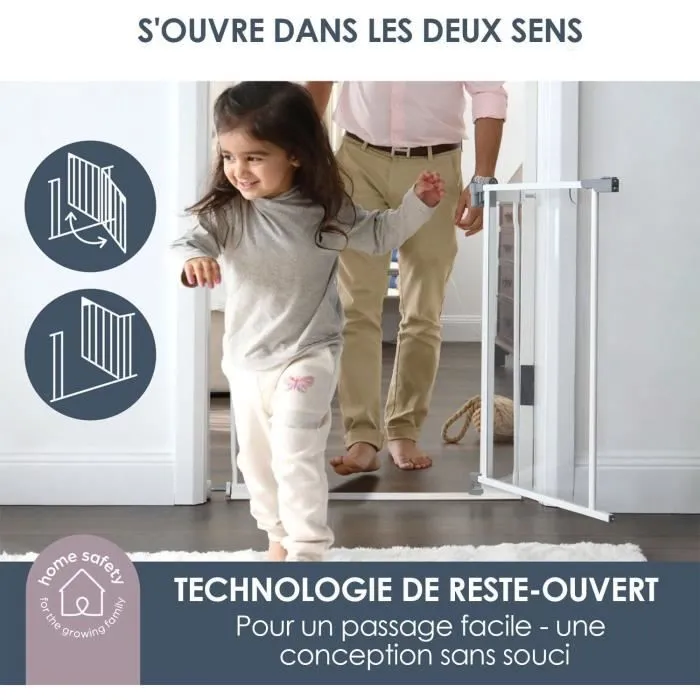 Barrière de sécurité à panneau transparent - DREAMBABY - Fonction "maintien en position ouverte"- Bas anti-chute - Blanc-5