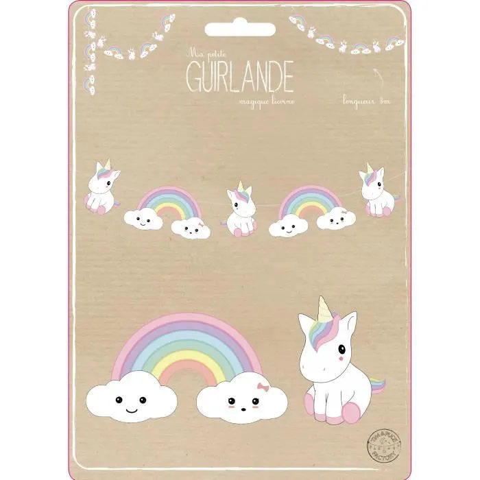 Guirlande - Bébé - Licorne - 3,5 m - Rose - Carton fin-0