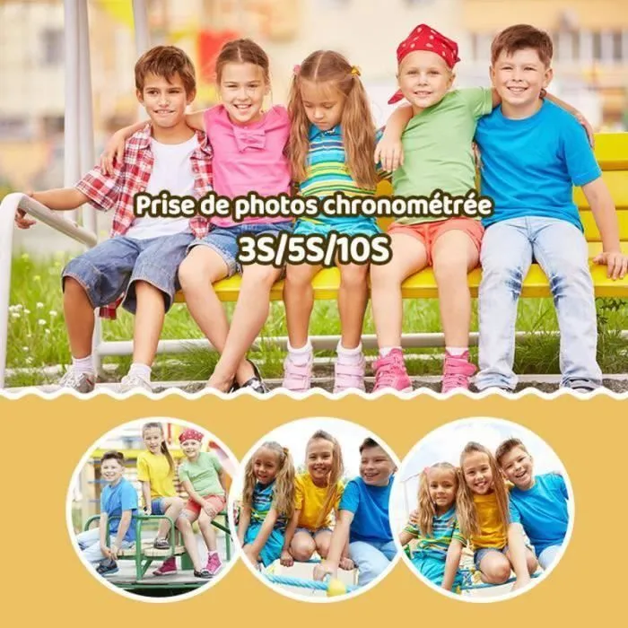 Appareil Photo pour Enfant PIMPIMSKY Impression Instantanée Photo chronométrée / HD /32G /3 rouleaux de papier d'impression-3