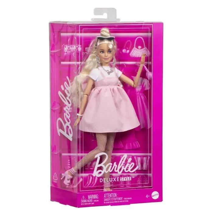 Barbie-Deluxe Style-Poupée Barbie Blonde À Robe Rose Pastel - 4ans+ - HYV27-1
