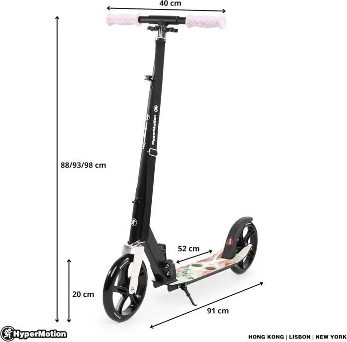 Trottinette Enfants Ado Pliable HyperMotion, +7 ans Charge max 100kg, Guidon réglable, Aluminium, roulements ABEC-7, frein à Pieds-3