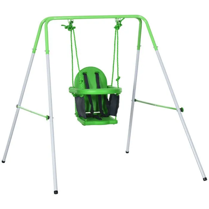 Balançoire portique enfant OUTSUNNY - Vert - 122x146x122cm - Pour 6-36 mois - Charge max. 25 Kg-0