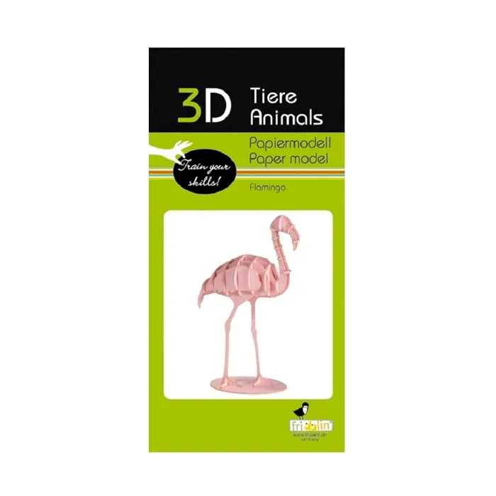 Fridolin - Maquette 3D en papier Flamant rose-1