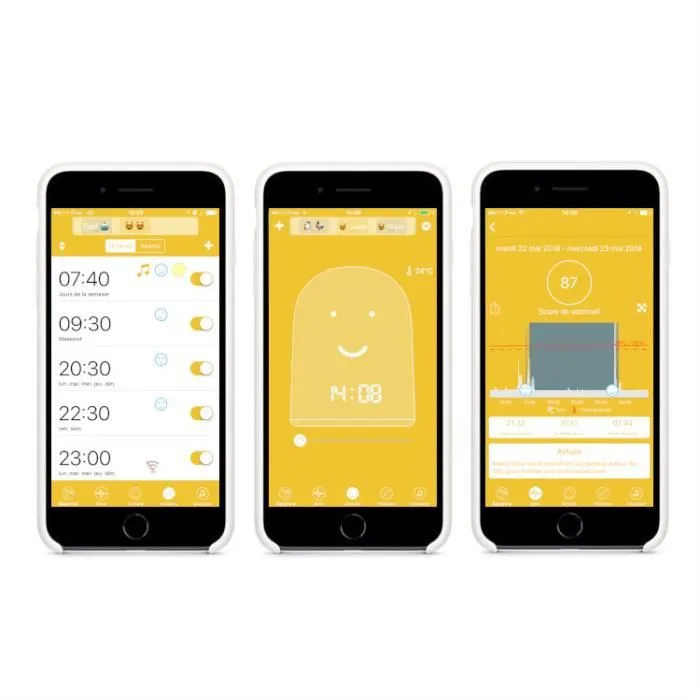 REMI - Réveil éducatif connecté pour enfant - Babyphone - Veilleuse & Berceuse - Suivi du Sommeil - Jaune-3