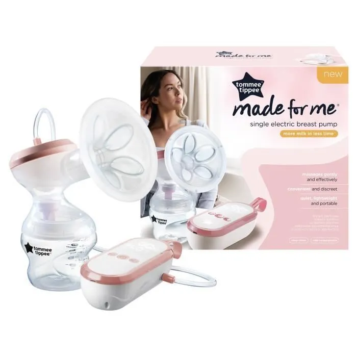 TOMMEE TIPPEE, Tire-lait électrique made for me, rechargeable par USB, silencieux et transportable, biberon inclus-1