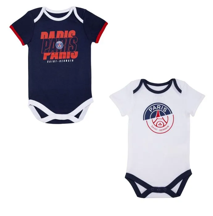 2 x body bébé garçon PSG   Collection officielle PARIS SAINT GERMAIN Bleu-1