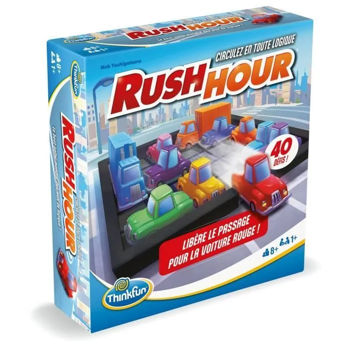 ThinkFun Rush Hou- Jeu de logiqu-Casse-tête-Embouteillage-40 défis 4 niveau-1 Joueur ou plus-dès 8 ans-Ravensburger-Mixte-6600-3