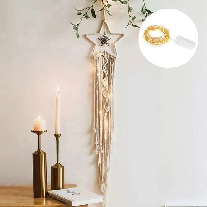 Attrape-Rêve - Macramé - Etoile - Guirlande LED - 94 cm - Intérieur-1