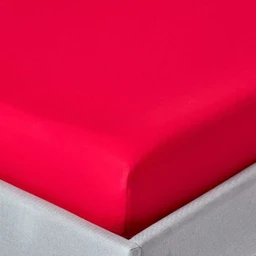 Drap-housse uni 140 x 190 cm 100% coton égyptien 200 fils coloris rouge-0